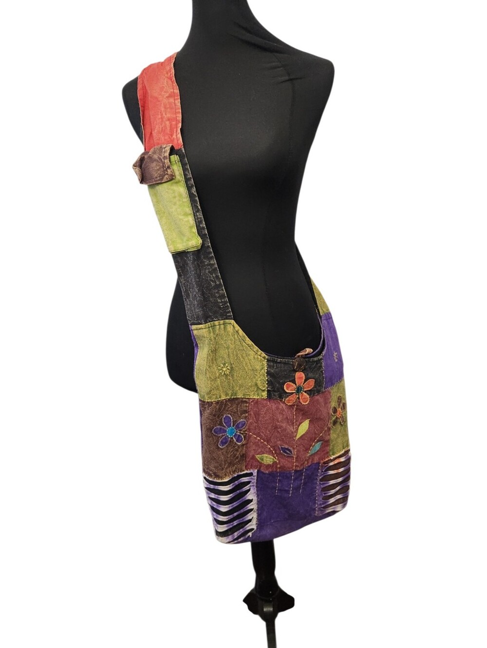 Kathmandu Imports Shoulder Bag Purse Rag Embroidered Boho Cotton Nepal